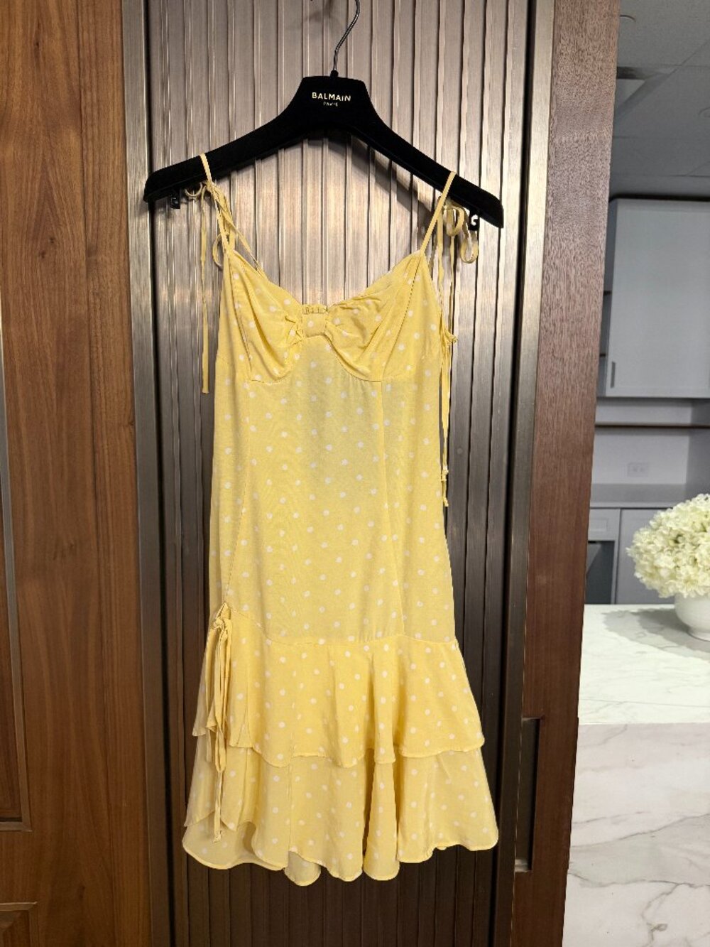 For love & Lemons - Limoncello Tiered Ruffle Yellow Polka Dot Dress - Picture 6 of 11